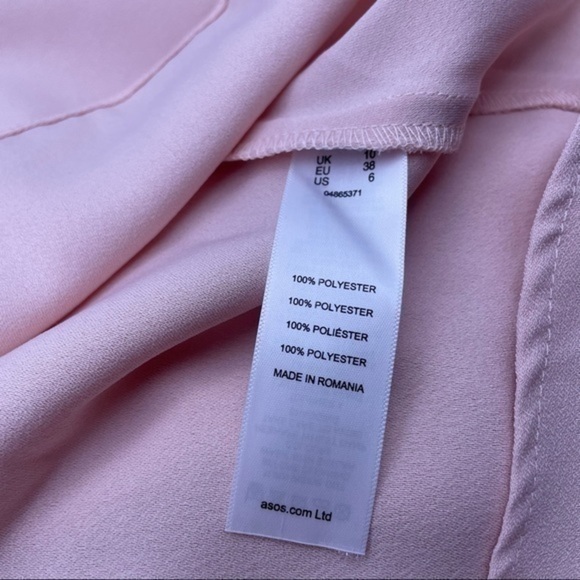ASOS Paris Sz 6 Cold Shoulder Top with Floaty Sleeves ASOS Pink Blush Blouse US - Picture 6 of 7